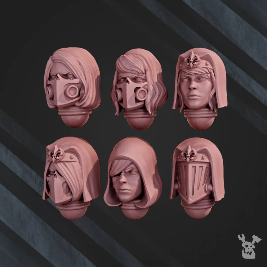 Six 3D printed War Sisters Novice Squad models by Last Hope Miniatures for DakkaDakka, featuring detailed miniature figures.