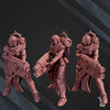 3D printed War Sisters team with heavy weapons models by Last Hope Miniatures, featuring three detailed figures.