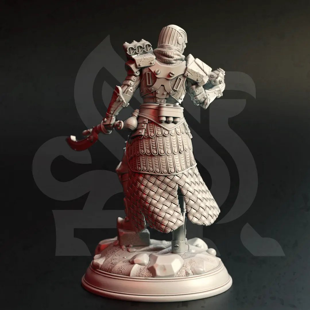 3D printed Warforged Artificer model by Last Hope Miniatures, detailed miniature figure with mechanical features and intricate design.