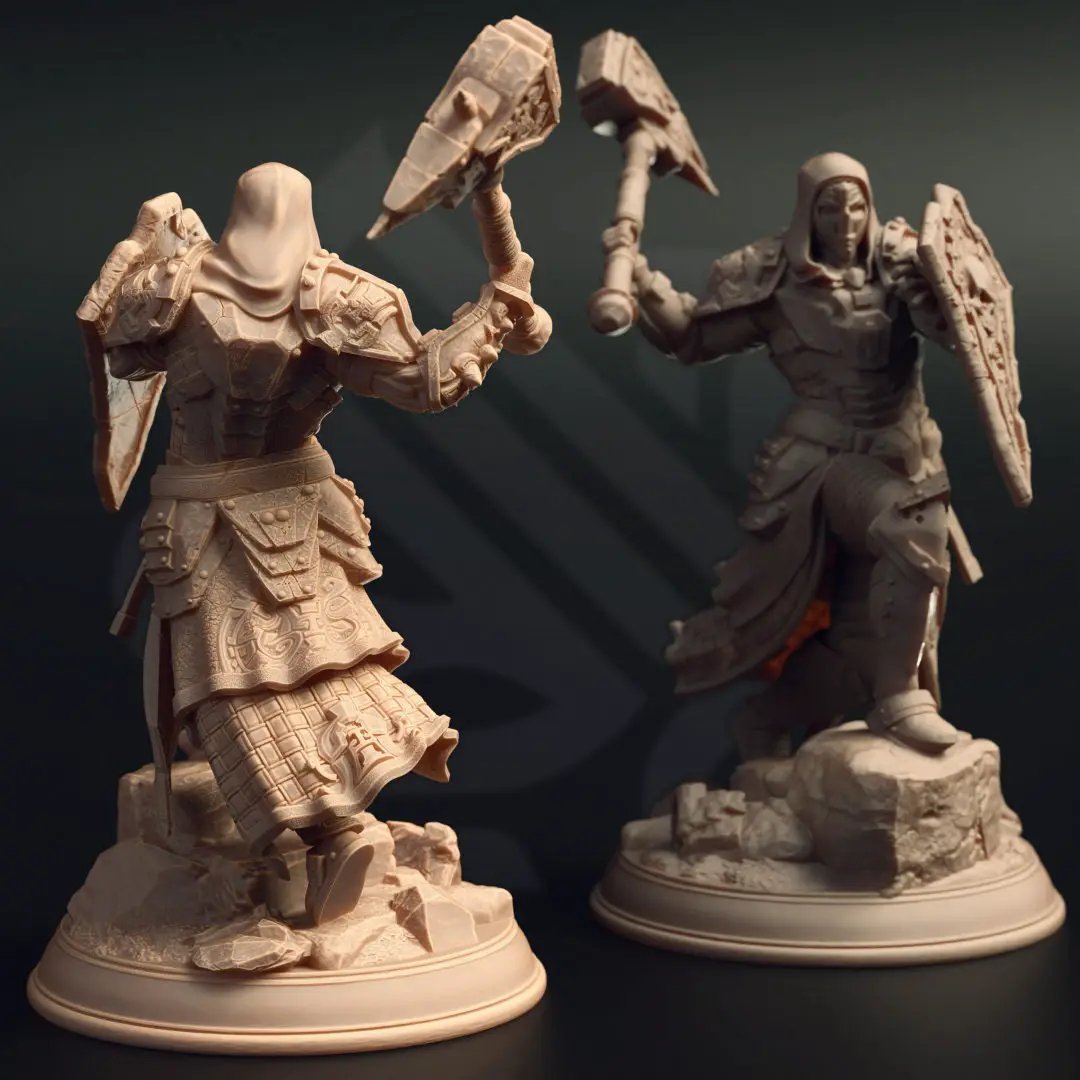 3D printed Warforged Cleric model by Last Hope Miniatures, detailed fantasy figure with intricate armor and mystical design.