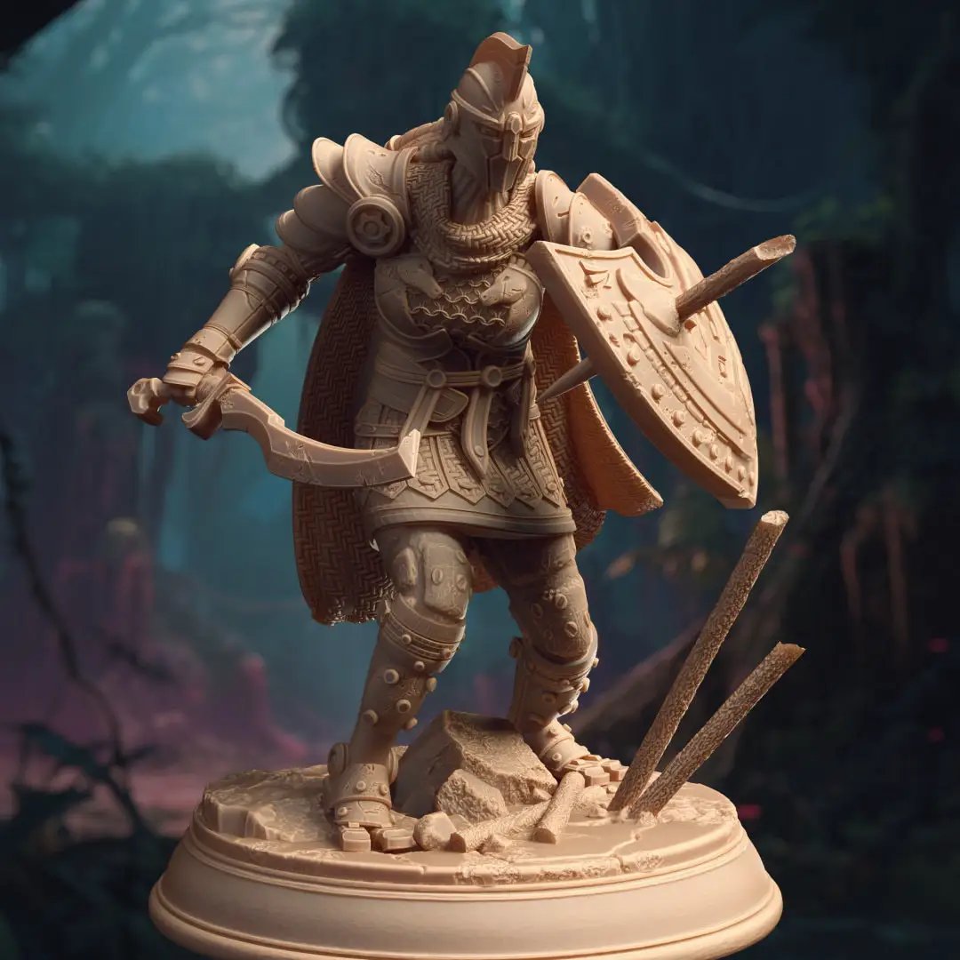 3D printed Warforged Warrior model by Last Hope Miniatures, detailed fantasy tabletop gaming miniatures.