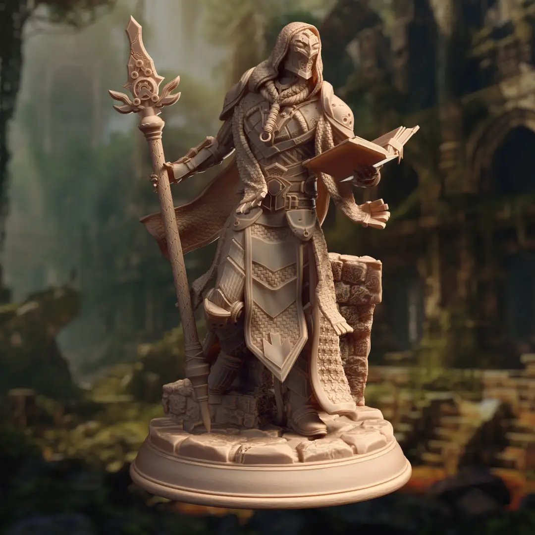 3D printed Warforged Wizard model by Last Hope Miniatures, detailed miniature figure of a magical robot wizard.