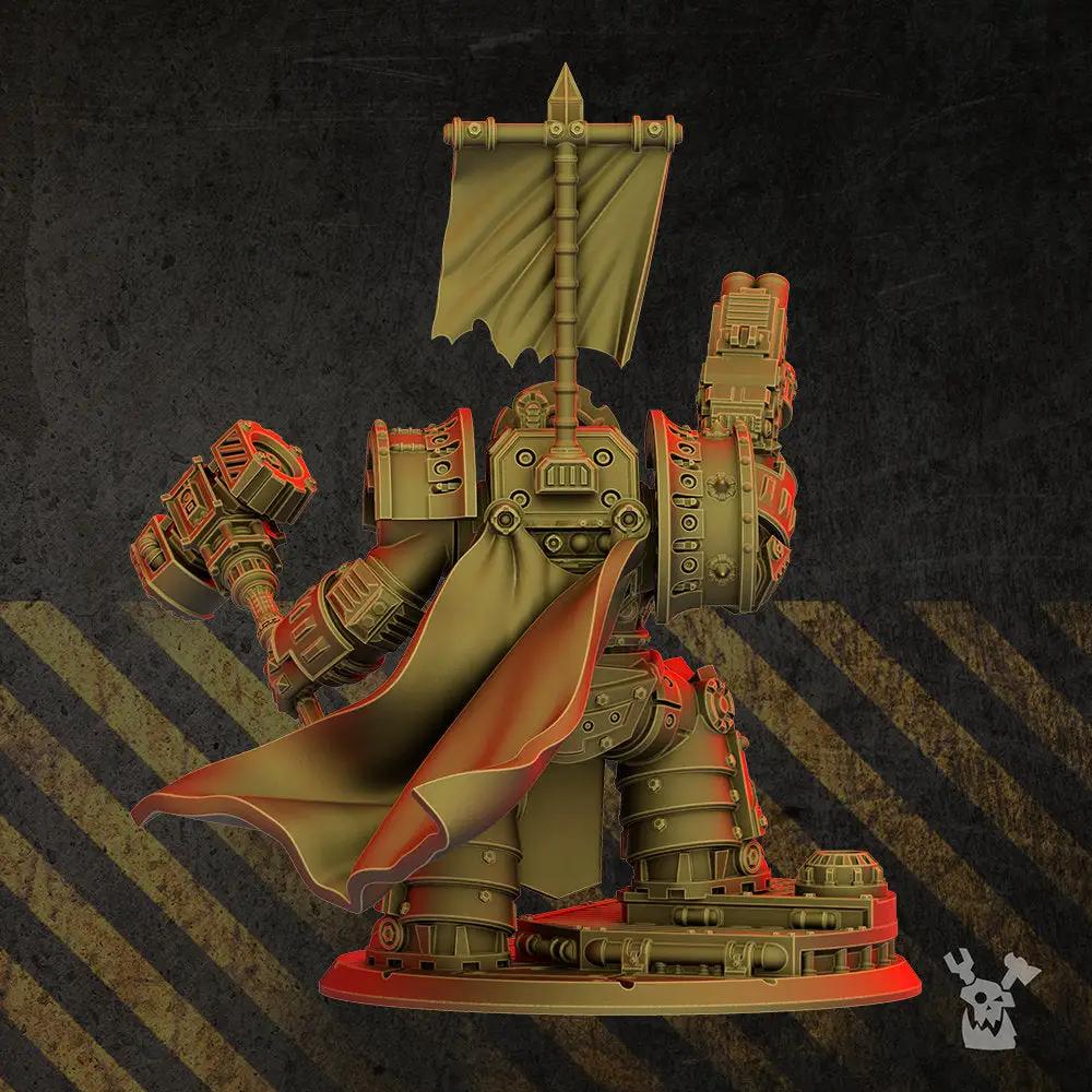 3D printed Warsmith model in heavy armor by DakkaDakka Miniatures, detailed miniature figure for tabletop gaming.