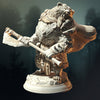 3D printed Werebear Barbarian "Bearserker" model by Last Hope Miniatures, featuring detailed bear and warrior armor in a dynamic pose.