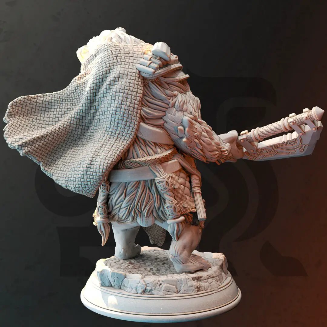 3D printed Werebear Barbarian "Bearserker" model by Last Hope Miniatures, featuring detailed miniature sculpture with fierce bear warrior design.