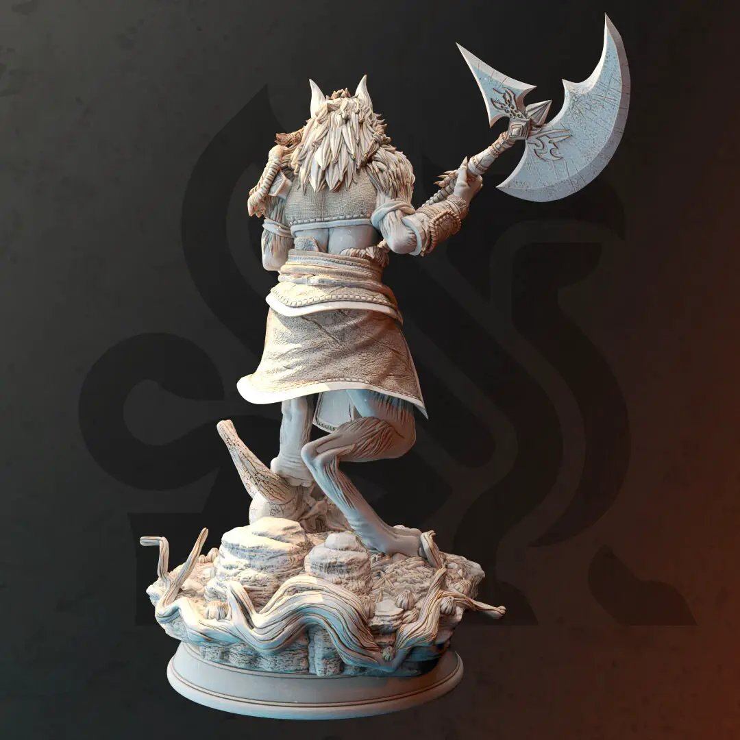 3D printed Werewolf Barbarian model by DM Stash, crafted by Last Hope Miniatures, featuring detailed werewolf barbarian figure.