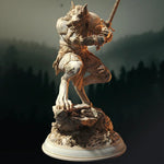 3D printed Werewolf Barbarian Fighter model by Last Hope Miniatures for D&D, detailed with fierce wolf features and barbarian armor.