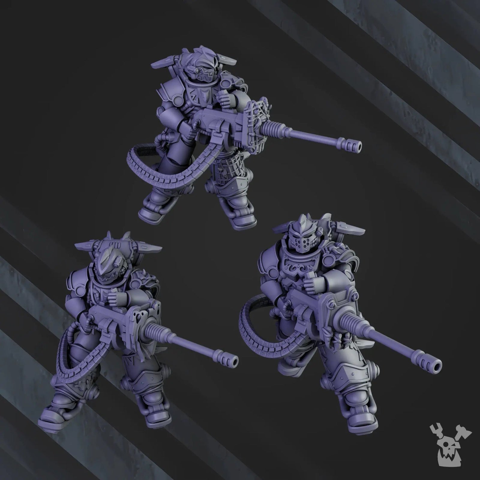 White 3D printed Megaladon Clan Depressor Squad model by Last Hope Miniatures for DakkaDakka Miniatures tabletop game.