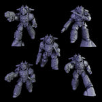 3D printed white Megaladon Jetpack Squad model by DakkaDakka Miniatures, displayed on a flat surface with detailed sculpting.