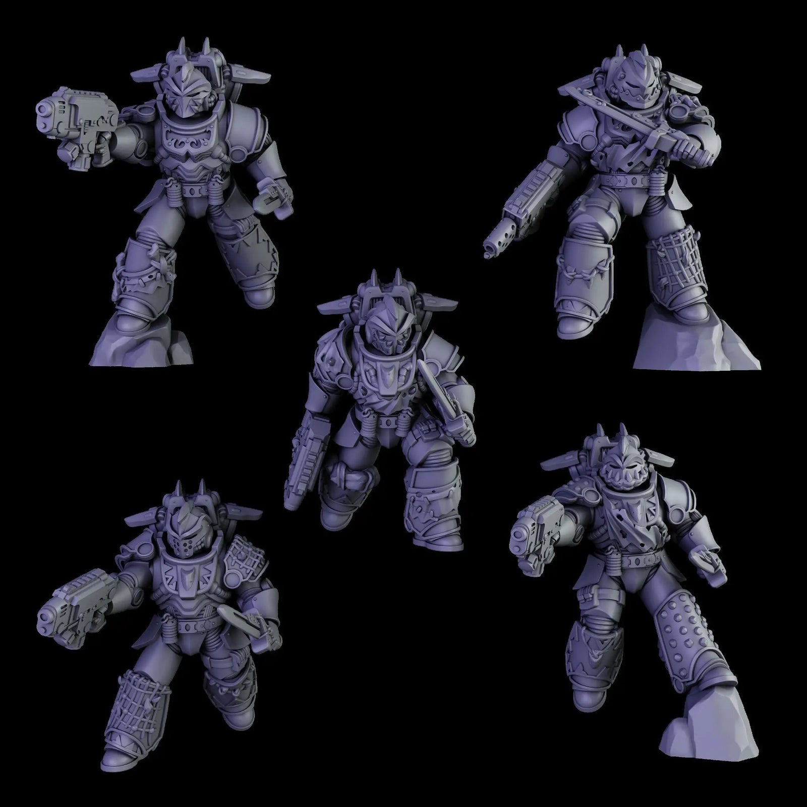 3D printed white Megaladon Jetpack Squad model by DakkaDakka Miniatures, displayed on a flat surface with detailed sculpting.