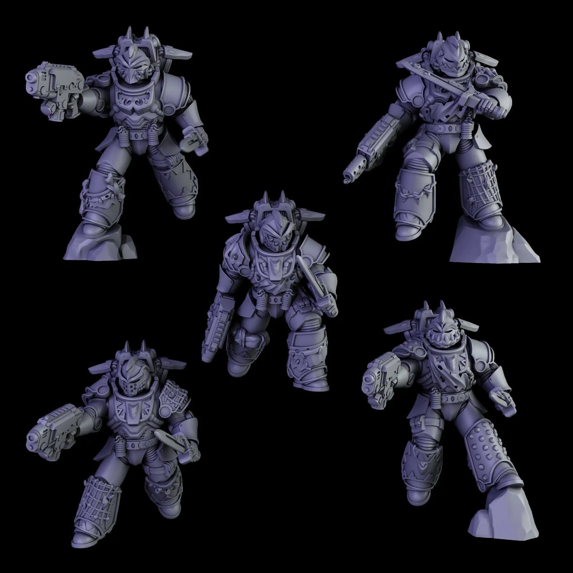 3D printed white Megaladon Jetpack Squad model by DakkaDakka Miniatures, displayed on a flat surface with detailed sculpting.