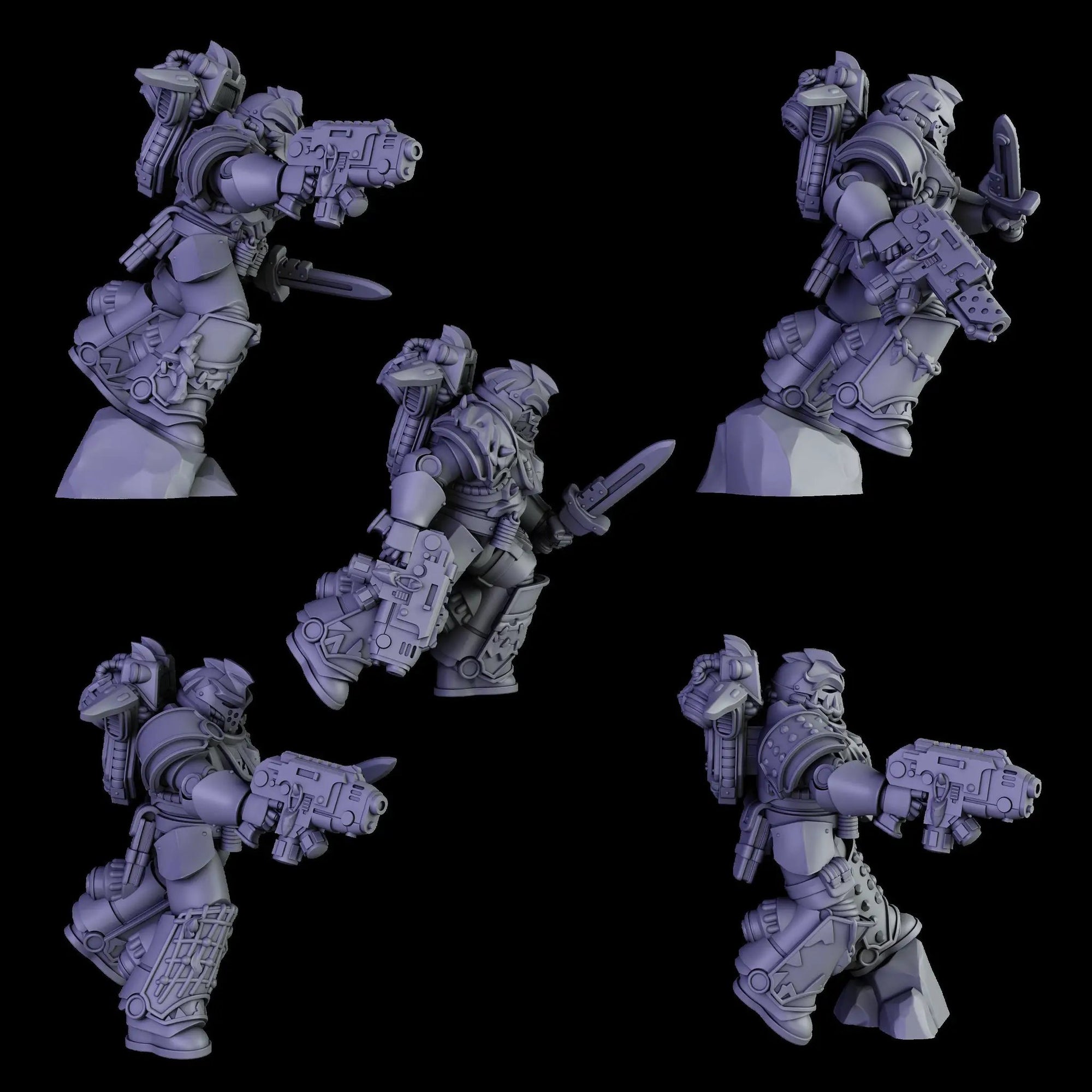 3D printed white Megaladon Jetpack Squad model by DakkaDakka Miniatures, detailed miniature figure for tabletop gaming.