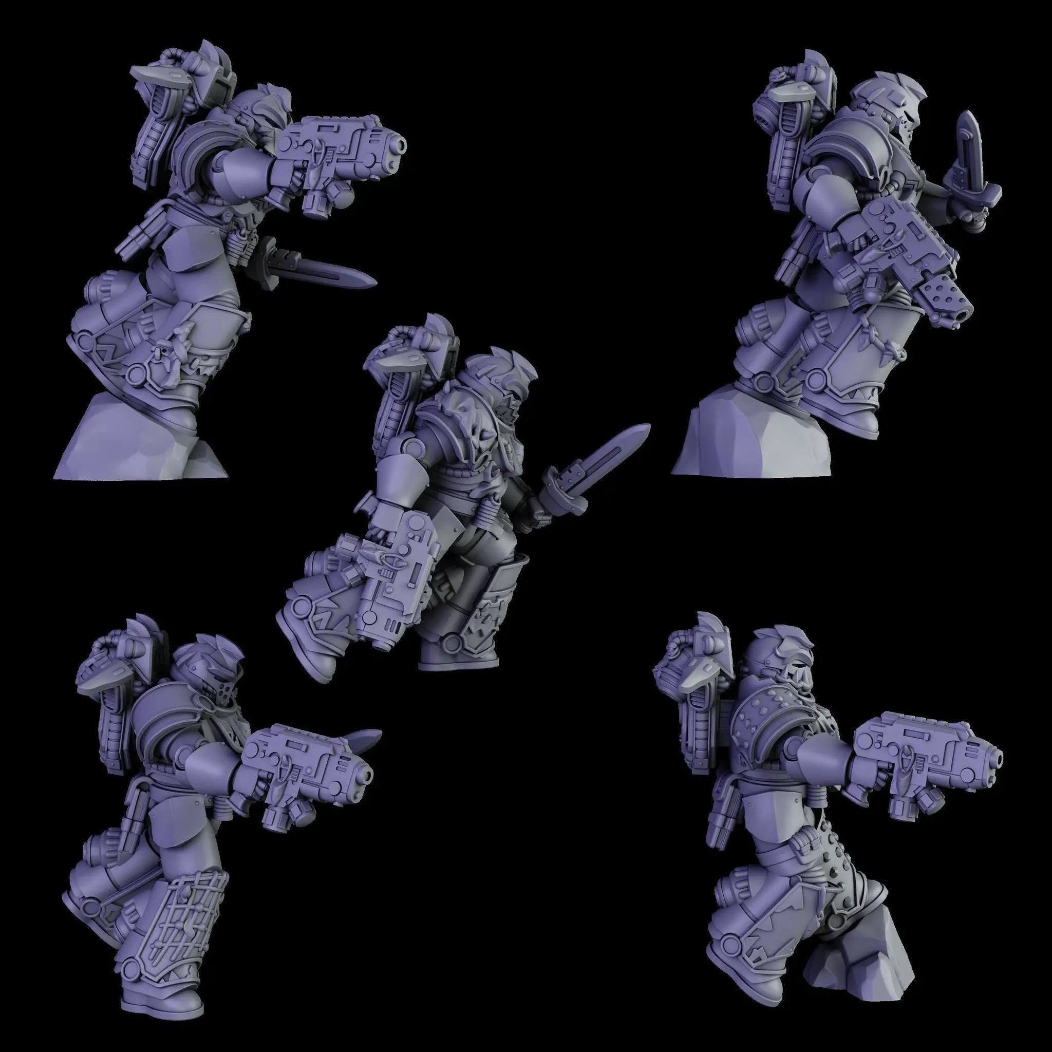 3D printed white Megaladon Jetpack Squad model by DakkaDakka Miniatures, detailed miniature figure for tabletop gaming.