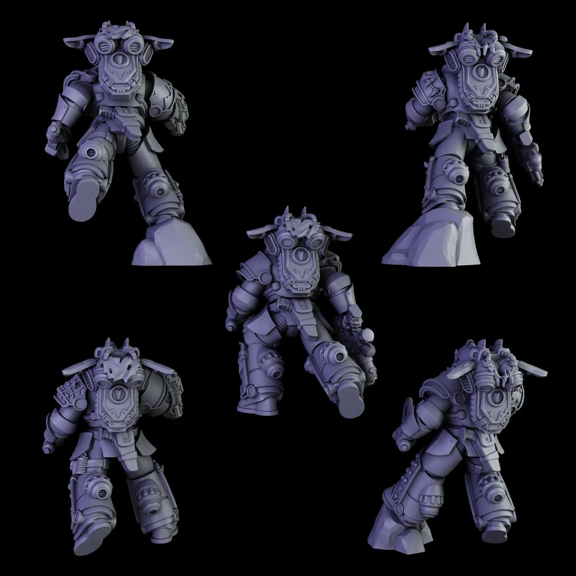 White 3D printed Megaladon Jetpack Squad model by DakkaDakka Miniatures, designed for Last Hope Miniatures tabletop gaming.