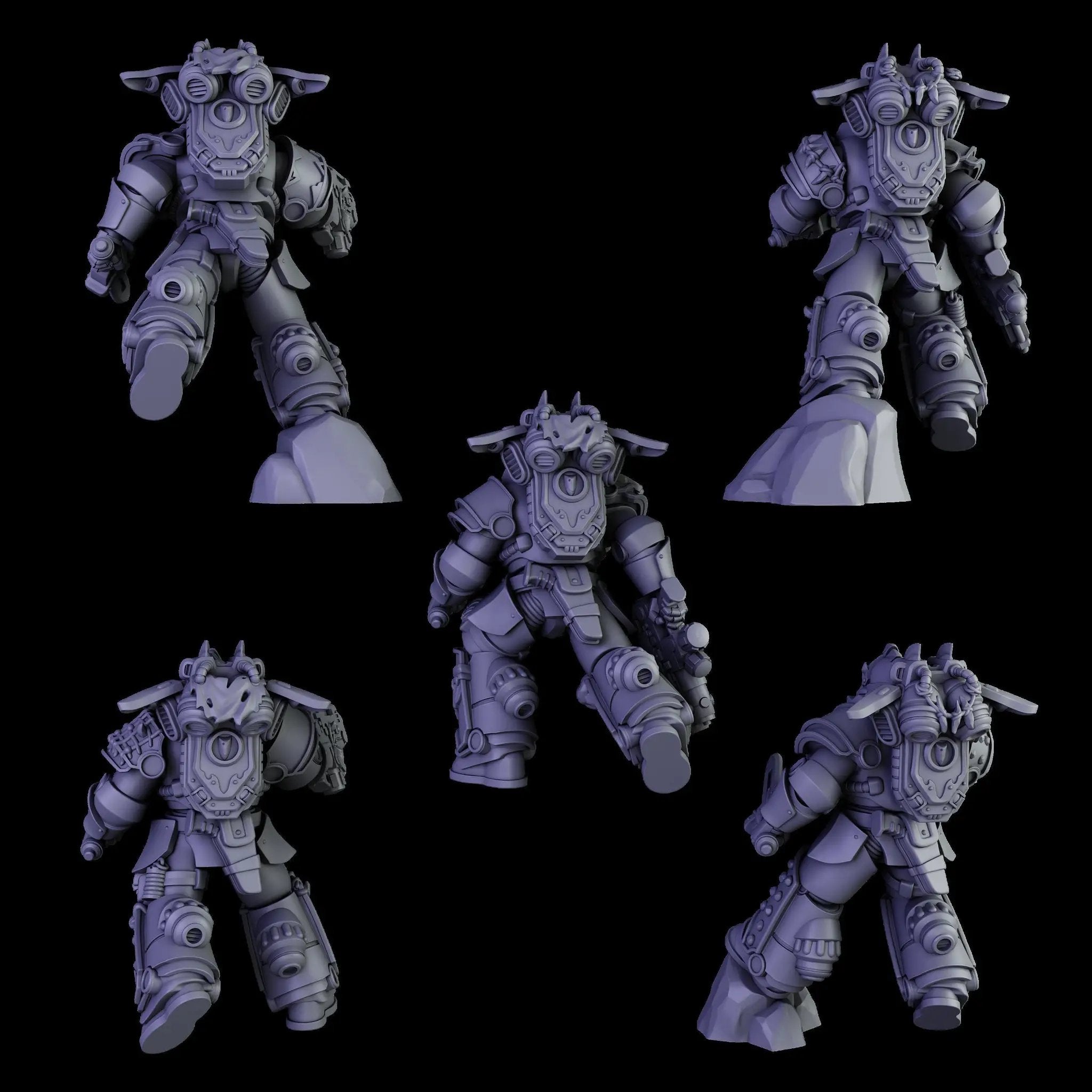 White 3D printed Megaladon Jetpack Squad model by DakkaDakka Miniatures, designed for Last Hope Miniatures tabletop gaming.
