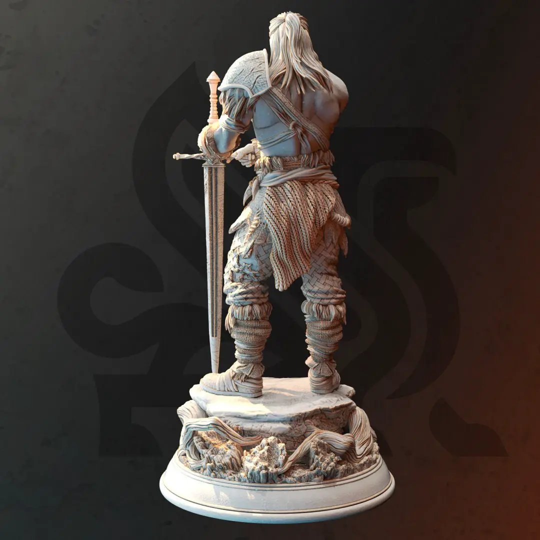 3D printed Wild Barbarian Fighter model by Last Hope Miniatures, detailed miniature figure for tabletop gaming and display