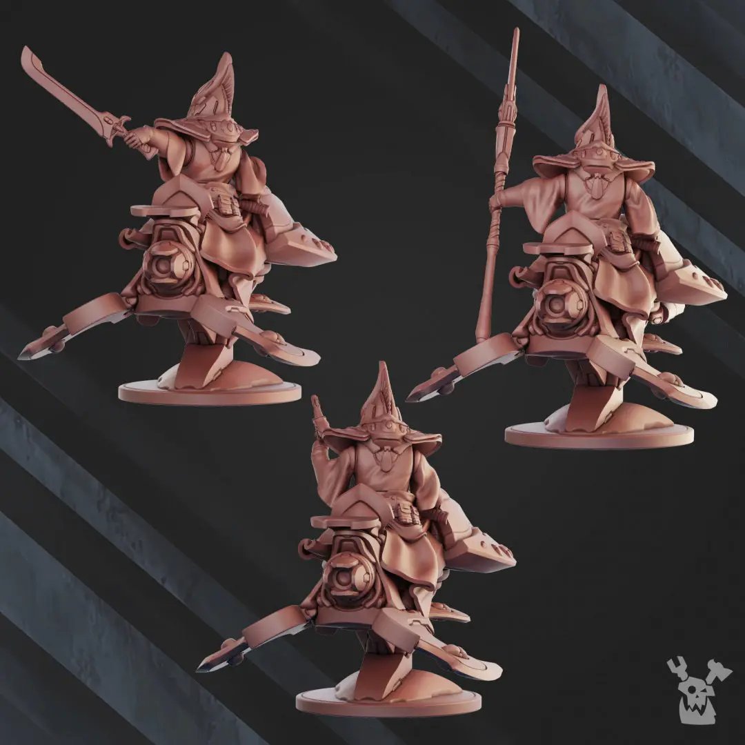 3D printed Witcher Space Traveler Squad models by Last Hope Miniatures, featuring detailed sci-fi characters and accessories.