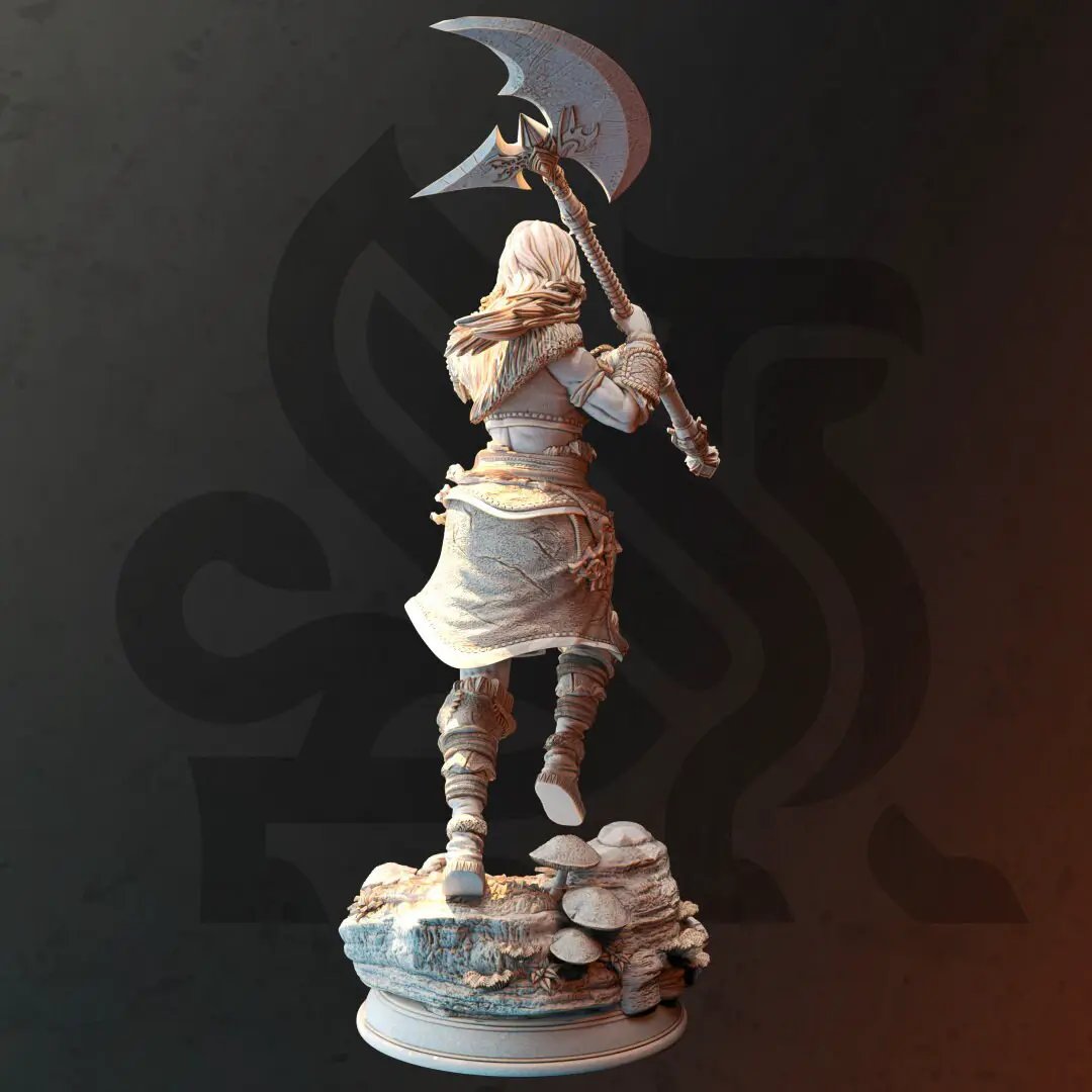 3D printed Wolf Totem Barbarian model by Last Hope Miniatures, featuring detailed sculpting and dynamic pose.