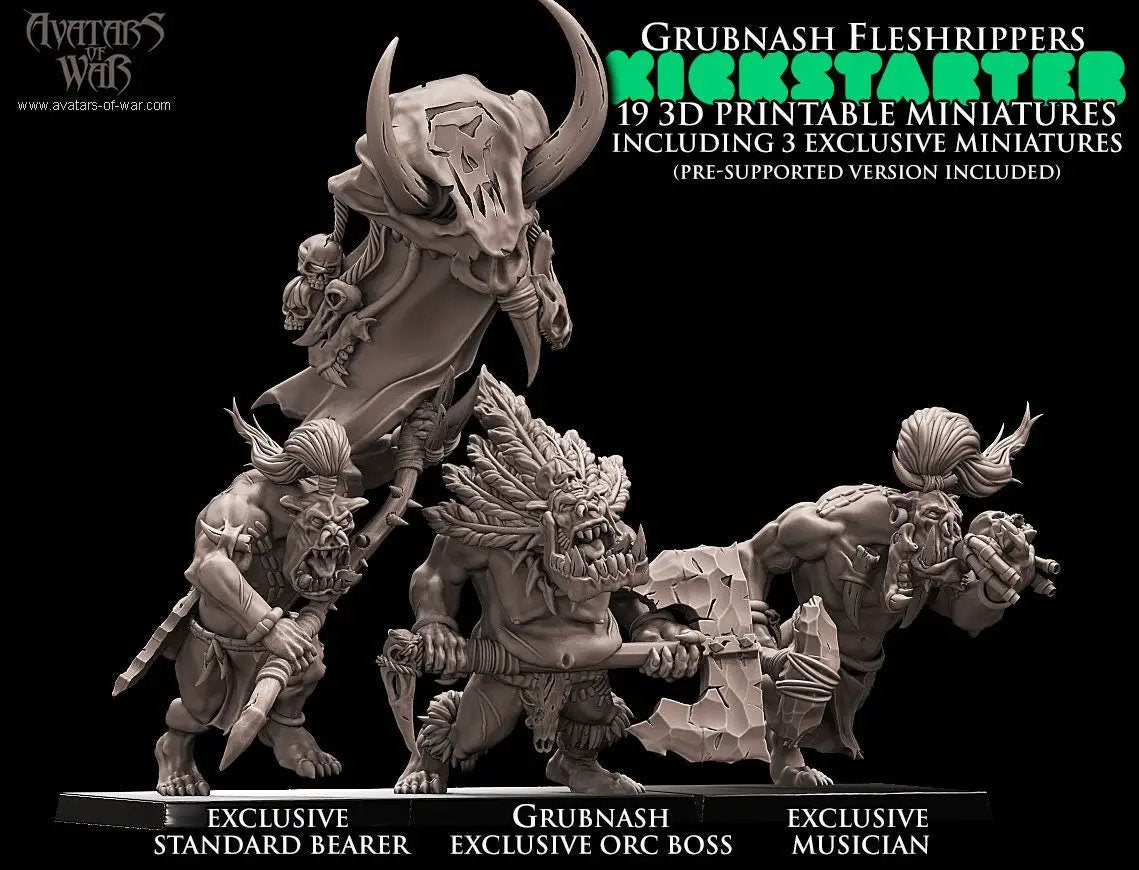 3D printed Savage Orc Regiment model by Avatars of War, painted miniatures for tabletop gaming, from Last Hope Miniatures.