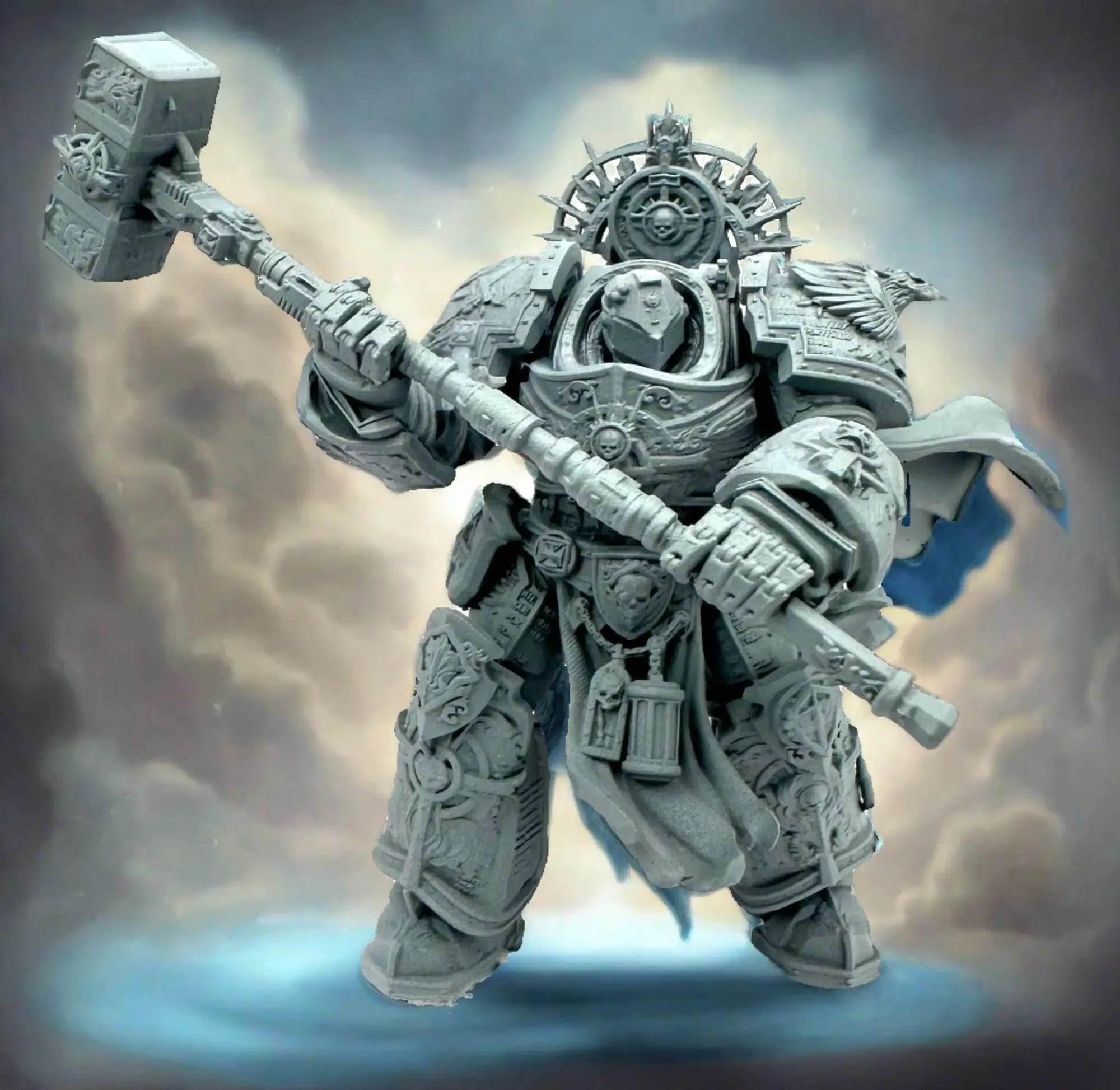 3D printed Knight of Purity miniature by 3DArtGuy for Last Hope Miniatures, detailed model with armor and sword in a dynamic pose.