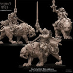 3D printed Barbarian Manhunter with Sabertooth model by Avatars of War, detailed miniature from Last Hope Miniatures.