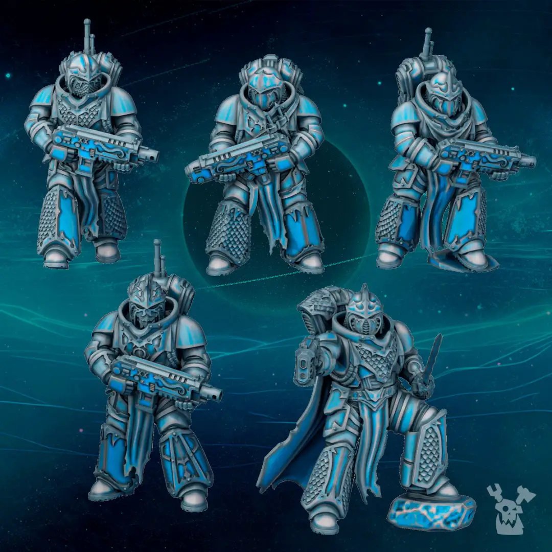 Set of 10 3D printed Scylla Legion Squad models by Last Hope Miniatures, detailed miniatures for tabletop gaming.