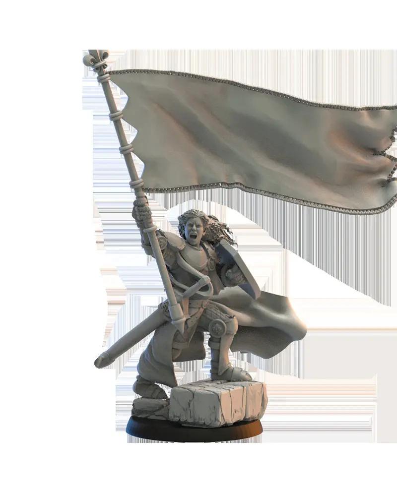 3D printed Kingdom of Mercia Standard Bearer model by Lost Kingdom Miniatures, featuring detailed medieval soldier with banner.