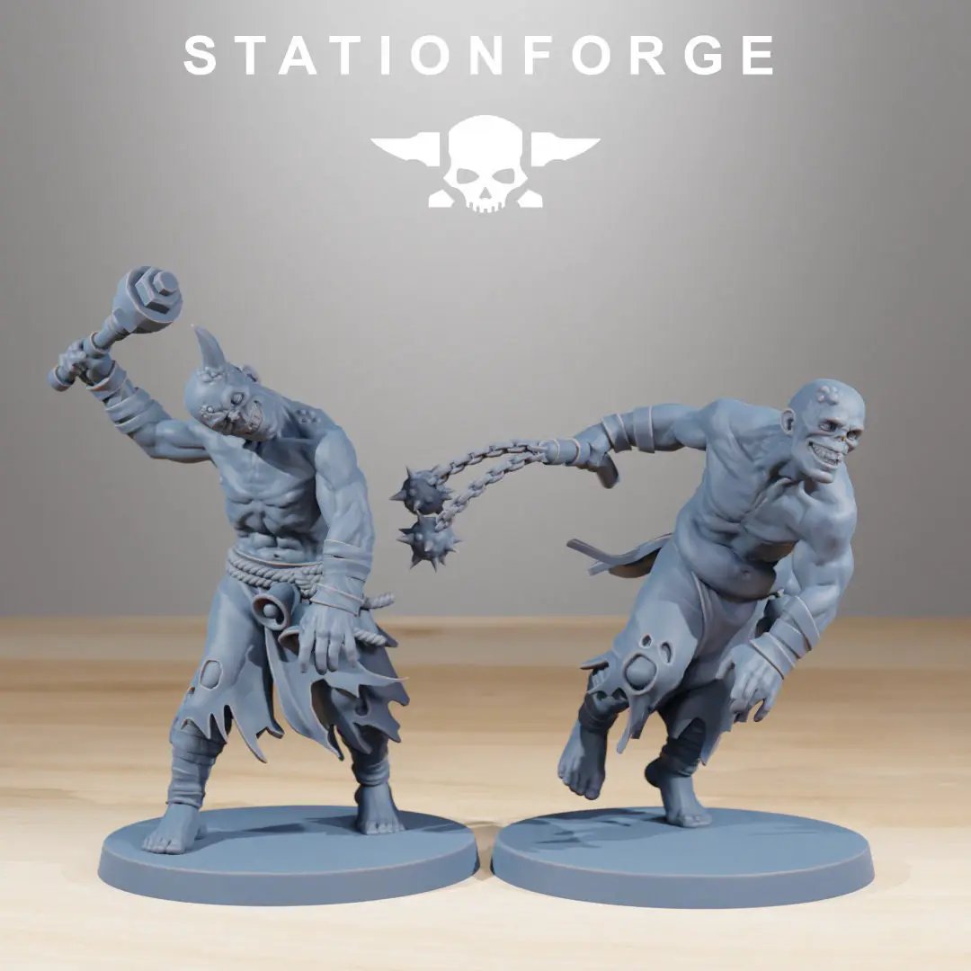 3D printed Corrupted Guard Nomads and Walkers model by StationForge Miniatures, showing detailed figures with rugged armor and weaponry.