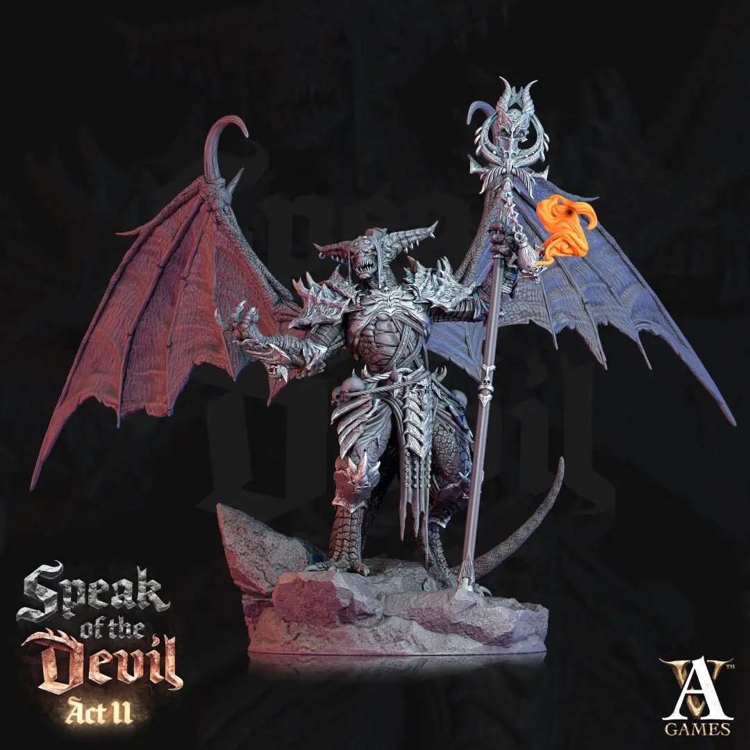 3D printed Agonite Devil model by Last Hope Miniatures for Archvillain Games, featuring detailed demonic design and intricate textures.