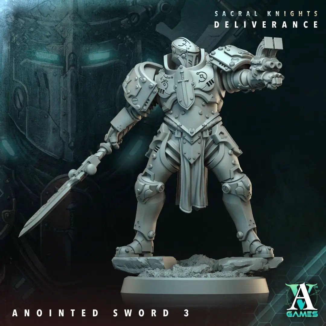 3D printed Annointed Sword model by Last Hope Miniatures, featuring detailed medieval-style design and intricate weapon details.