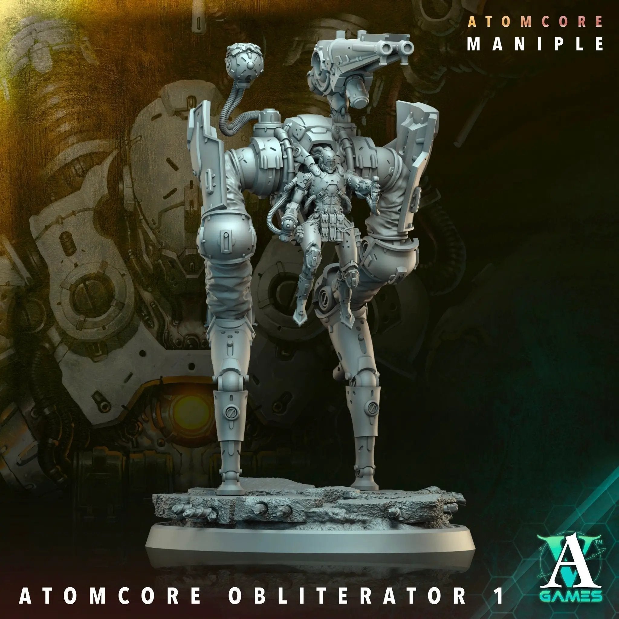 3D printed Atomcore Obliterator model by Last Hope Miniatures, detailed sci-fi weapon with intricate design from Archvillain Games