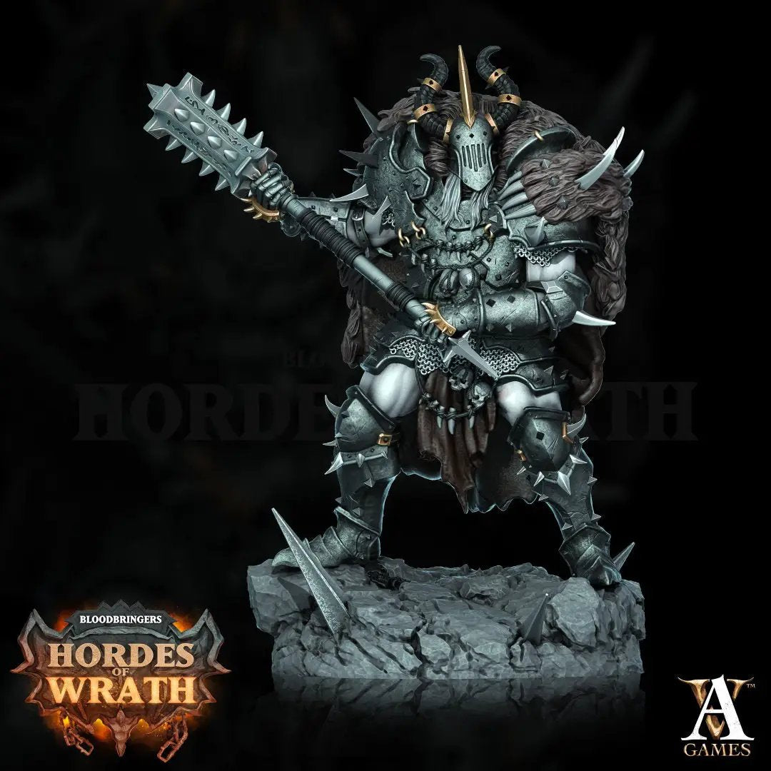 3D printed Blessed Champion of Gorkal model by Last Hope Miniatures, featuring detailed armor and weaponry from Archvillain Games.