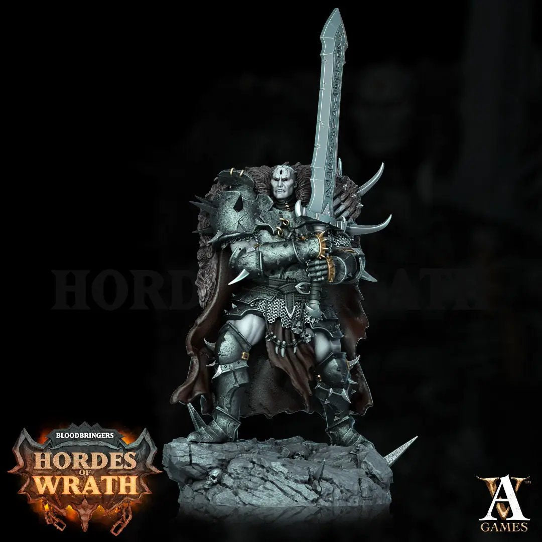 3D printed Blessed Champion of Gorkal model by Last Hope Miniatures, detailed miniature figure from Archvillain Games.