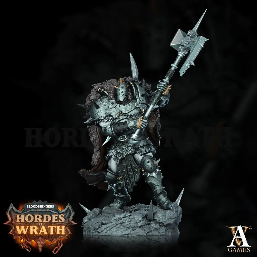 3D printed Blessed Champion of Gorkal model by Last Hope Miniatures, detailed fantasy figure with intricate armor and weaponry.