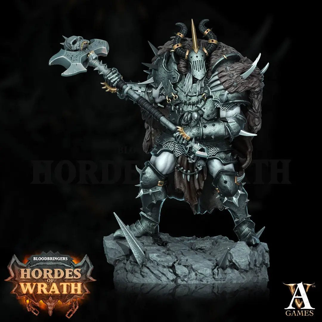 3D printed Blessed Champion of Gorkal model by Last Hope Miniatures, featuring detailed armor and dynamic pose from Archvillain Games.