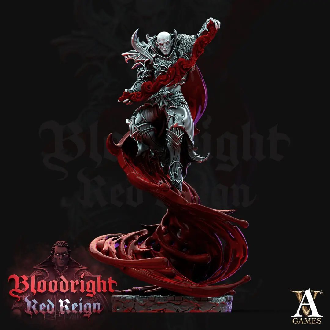 3D printed Bloodcloak model by Last Hope Miniatures, featuring detailed armor and flowing cloak design from Archvillain Games.