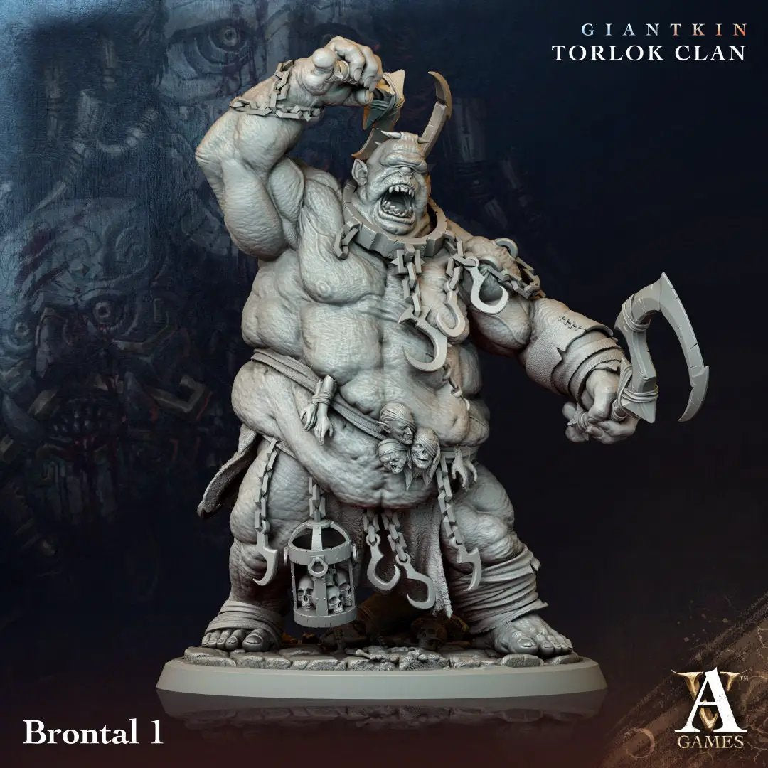 3D printed Brontal model by Last Hope Miniatures, detailed miniature figure from Archvillain Games for tabletop gaming.