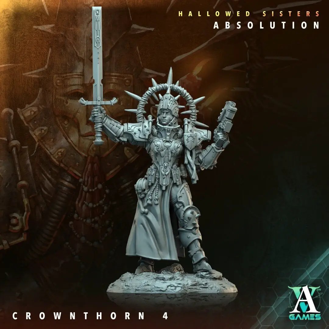 3D printed Crownthorn model by Last Hope Miniatures for Archvillain Games, featuring detailed fantasy character design.