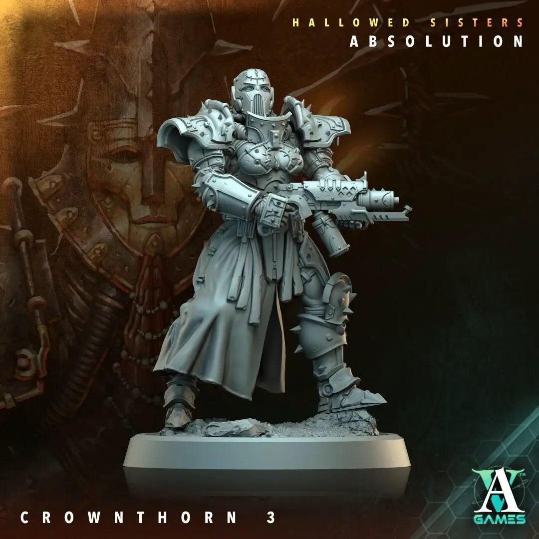 3D printed Crownthorn model by Last Hope Miniatures for Archvillain Games, featuring intricate plant-inspired details and a regal design.