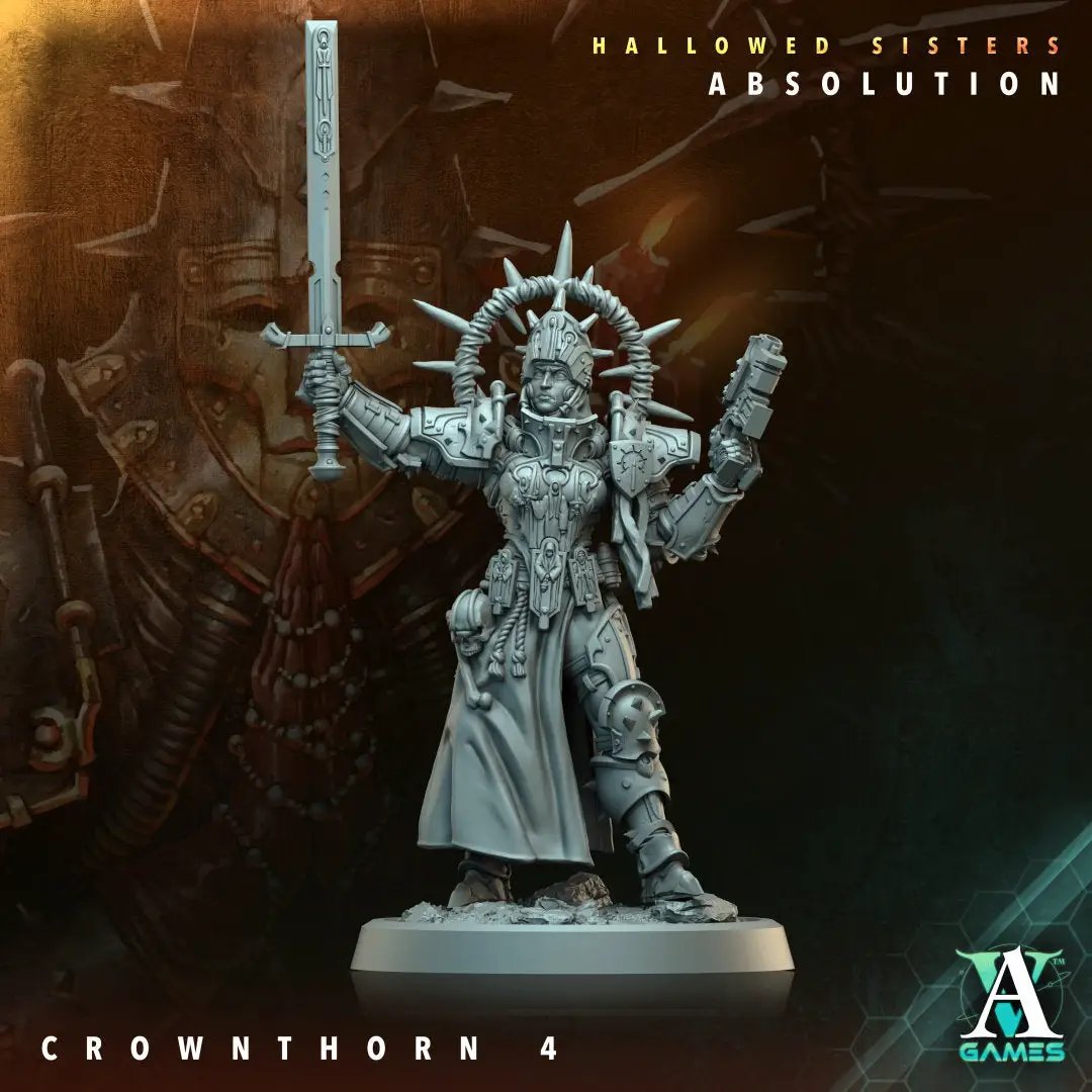 3D printed Crownthorn model by Last Hope Miniatures, featuring intricate details and fantasy design from Archvillain Games.