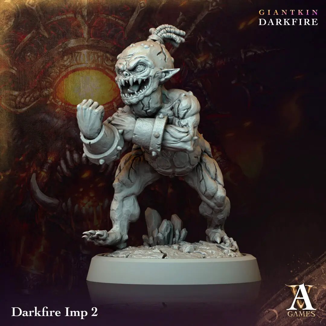 3D printed Darkfire Imp model by Last Hope Miniatures, featuring intricate details and a dark fantasy design from Archvillain Games.