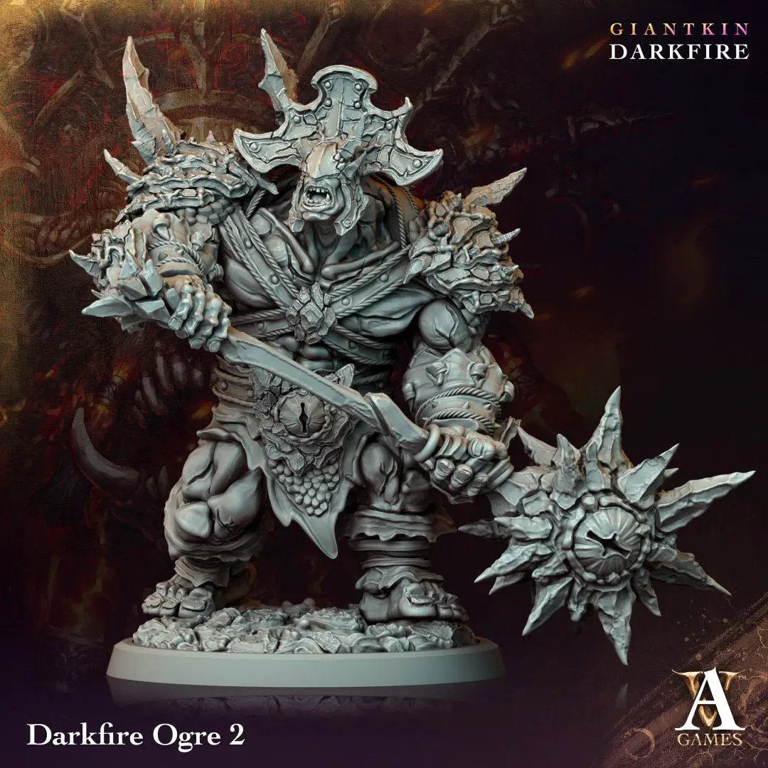 3D printed Darkfire Ogre model by Last Hope Miniatures, detailed fantasy creature for tabletop gaming and display.