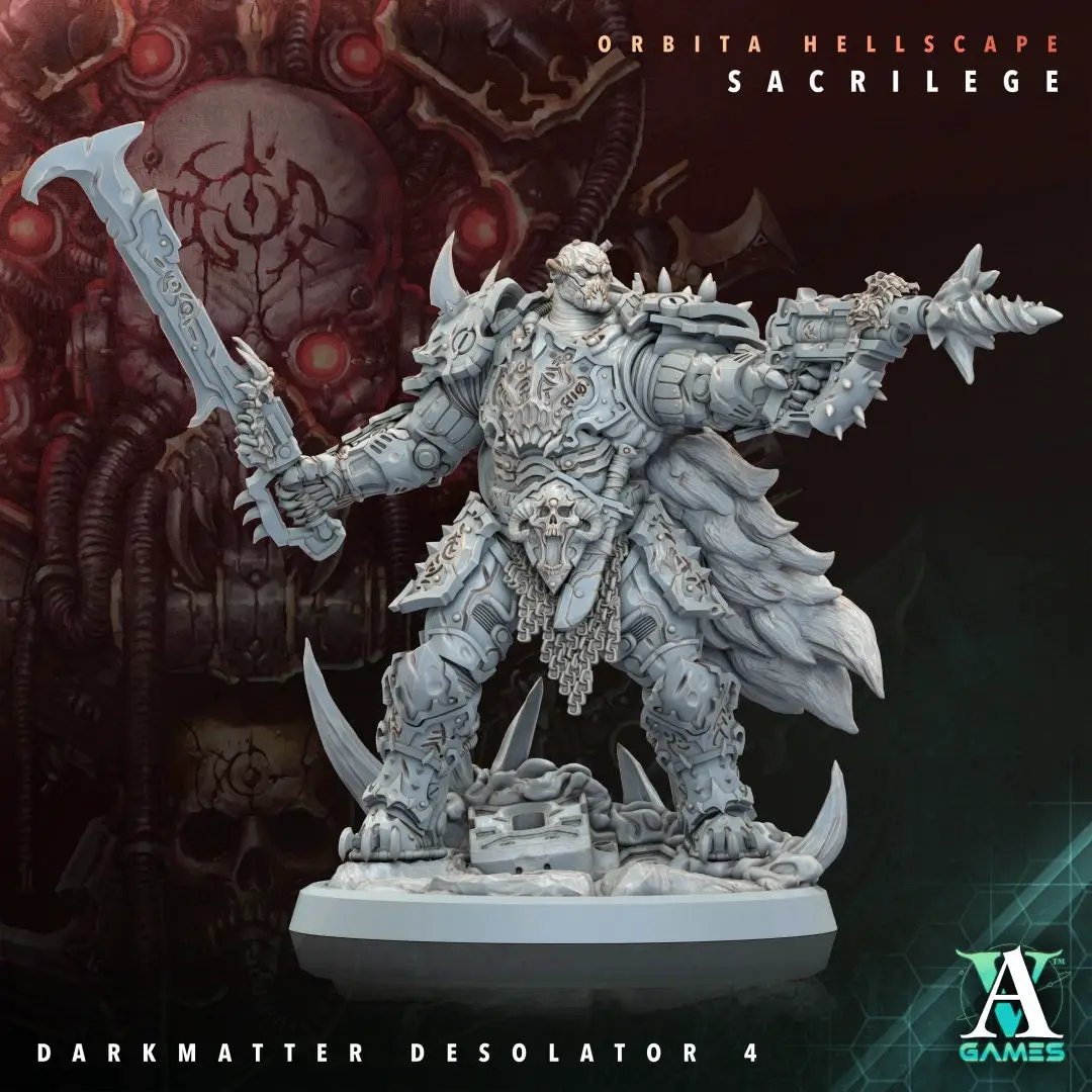 3D printed Darkmatter Desolator model by Last Hope Miniatures, detailed sci-fi figurine from Archvillain Games.