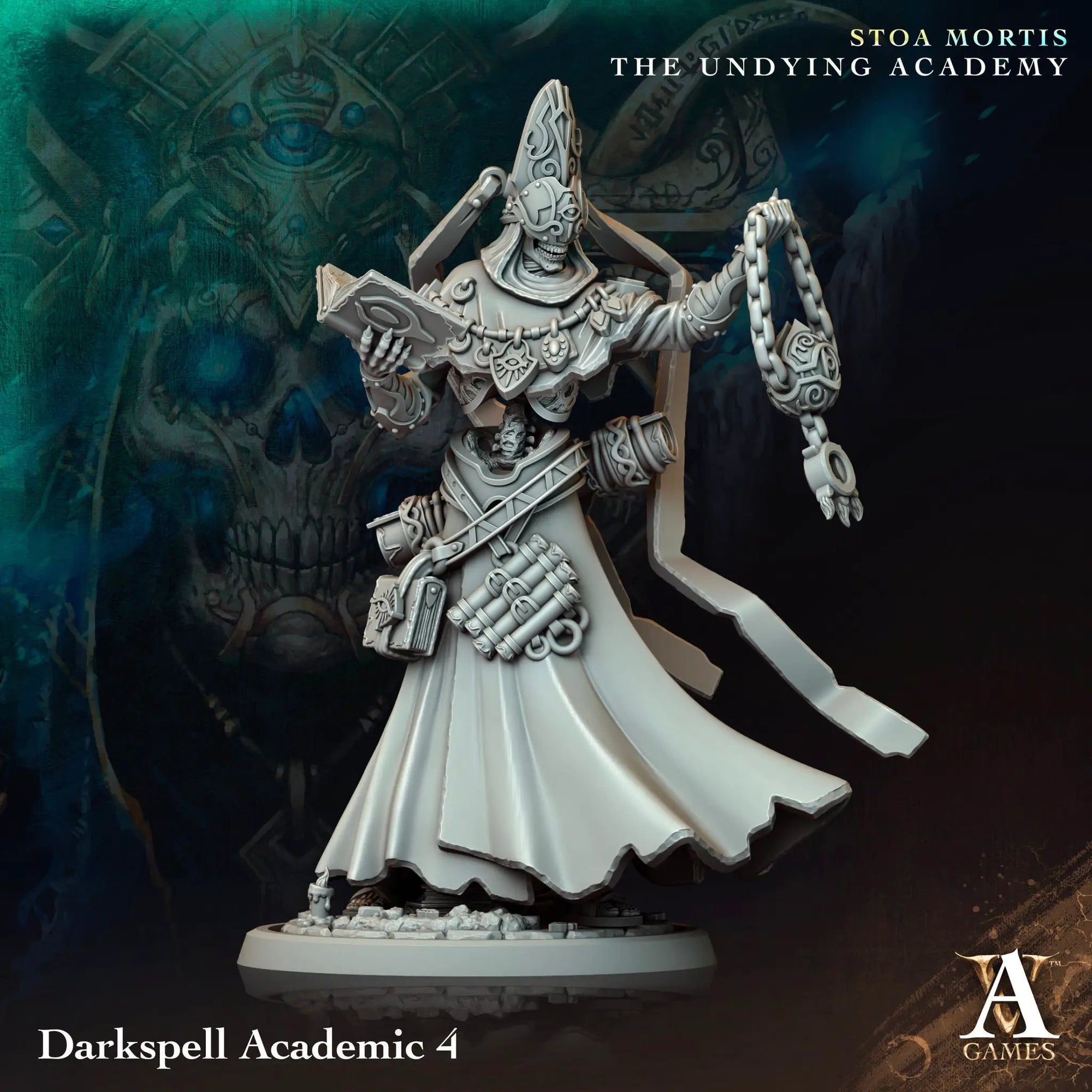 3D printed Darkspell Academic model by Archvillain Games, detailed miniature figure from Last Hope Miniatures.