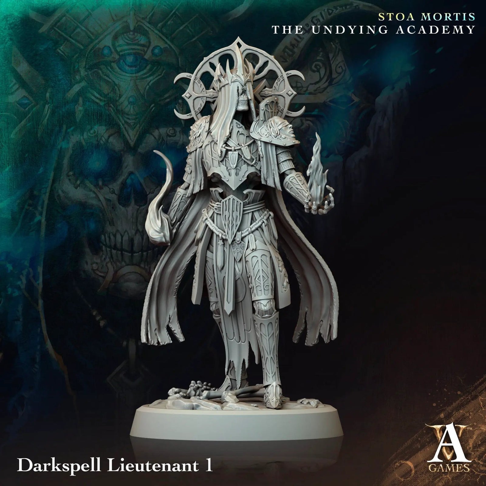 3D printed Darkspell Lieutenant model by Last Hope Miniatures, featuring detailed armor and dark fantasy design.