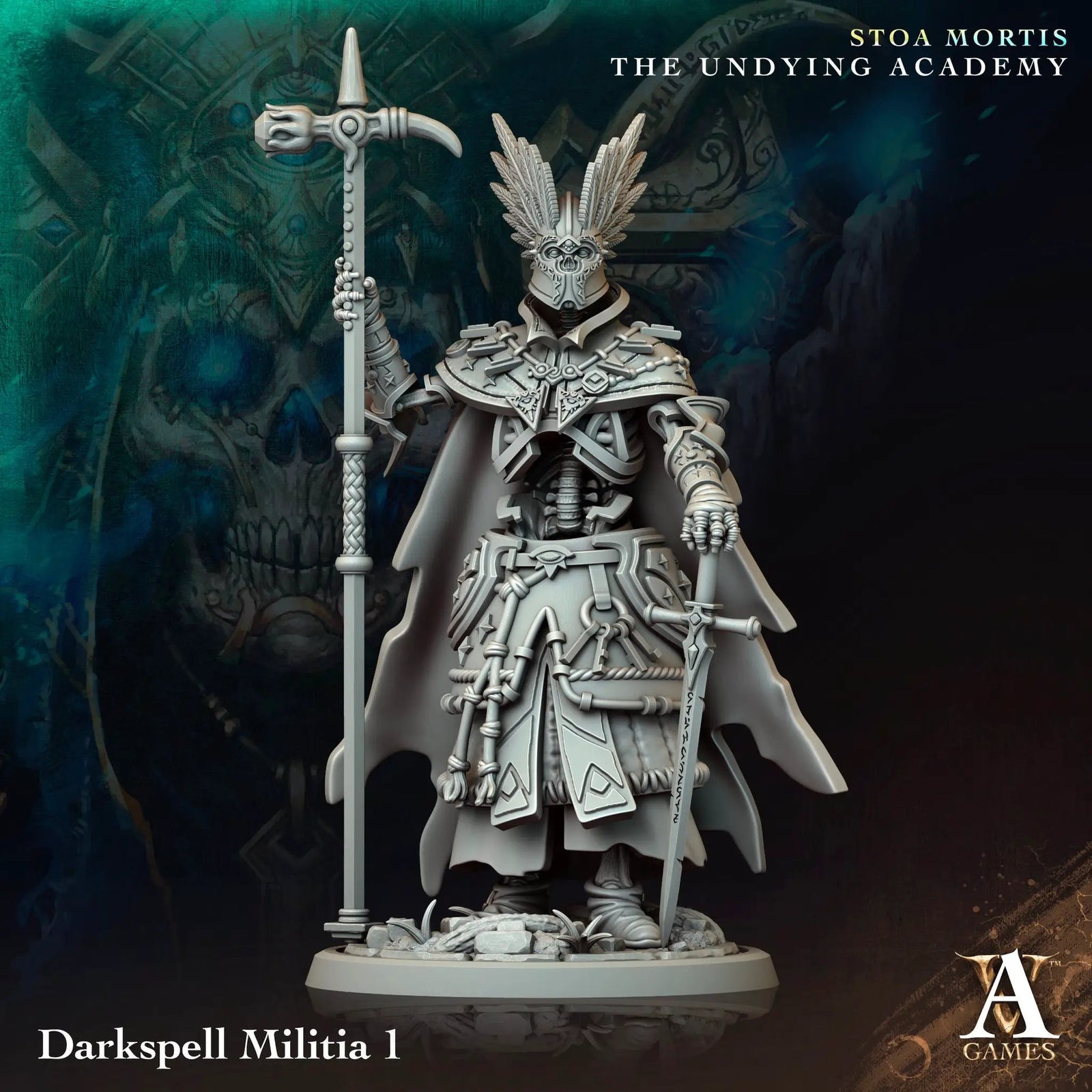 3D printed Darkspell Militia model by Last Hope Miniatures for Archvillain Games, featuring detailed fantasy warrior figures.