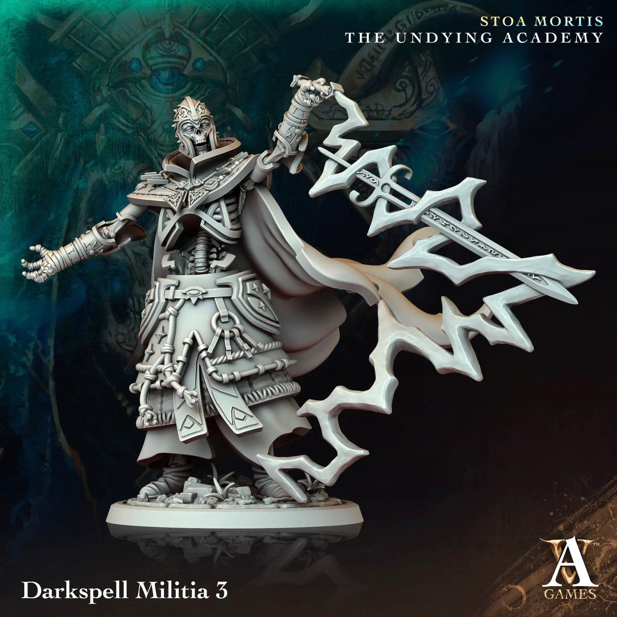 3D printed Darkspell Militia model by Last Hope Miniatures, featuring detailed figures from Archvillain Games' fantasy miniatures set.
