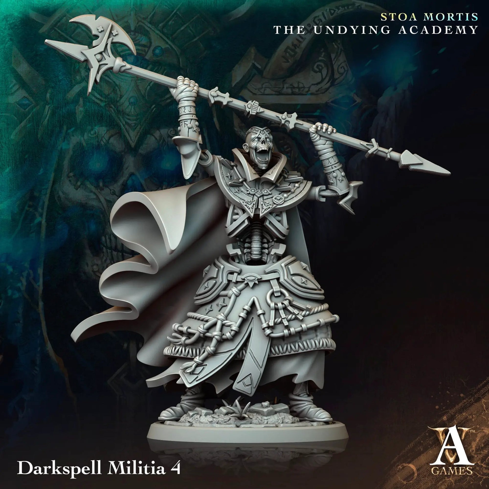3D printed Darkspell Militia model by Last Hope Miniatures for Archvillain Games, showing detailed fantasy warrior figure.
