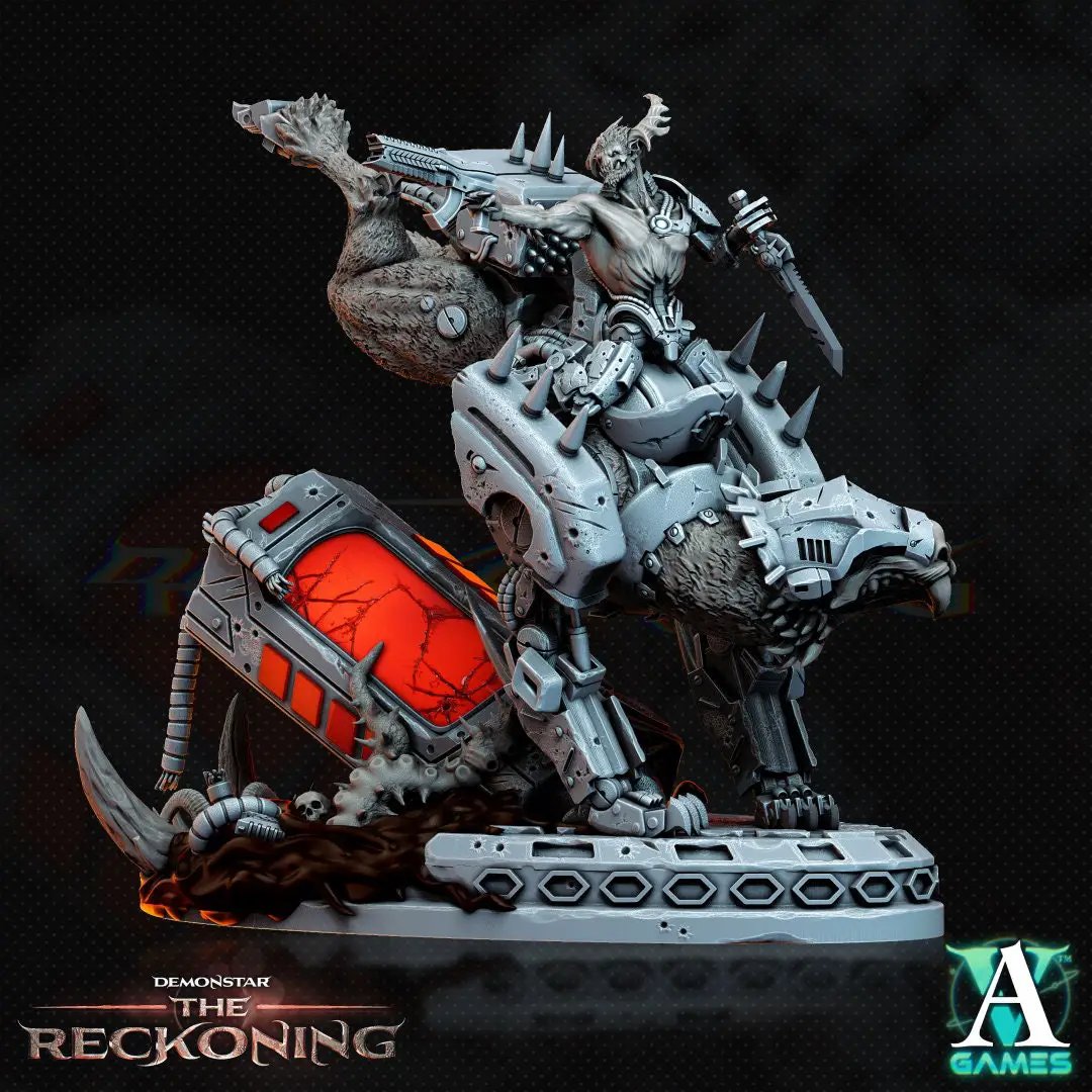 3D printed Druraka Riders model by Last Hope Miniatures for Archvillain Games, featuring detailed fantasy warrior figures.