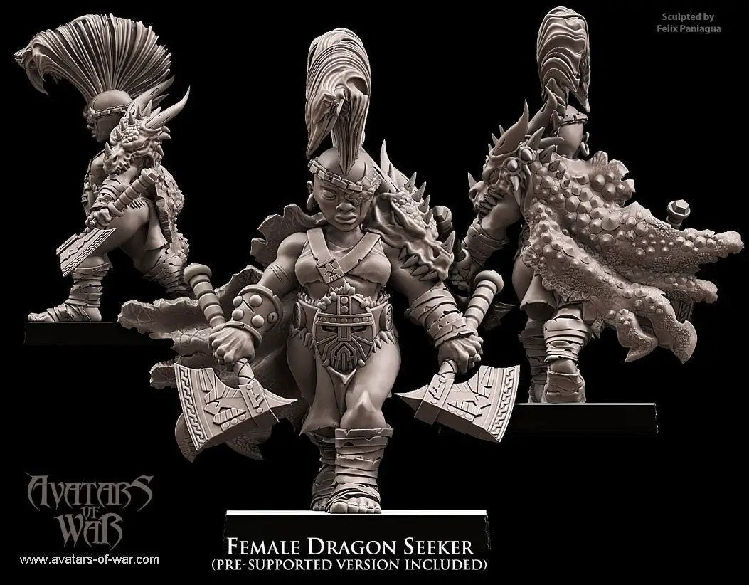 3D printed Dwarf Female Berserker model by Avatars of War, detailed miniature figure for tabletop gaming by Last Hope Miniatures